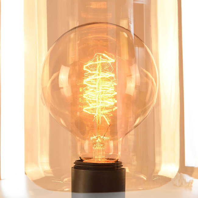 Lampada da tavolo Solo nera con vetro ambrato