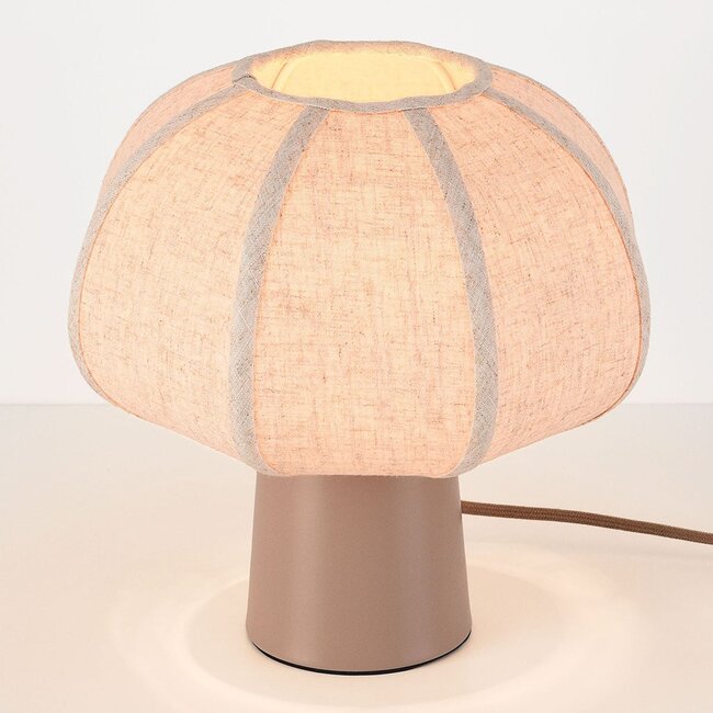 Lampada da tavolo Myrna con paralume in lino - tortora