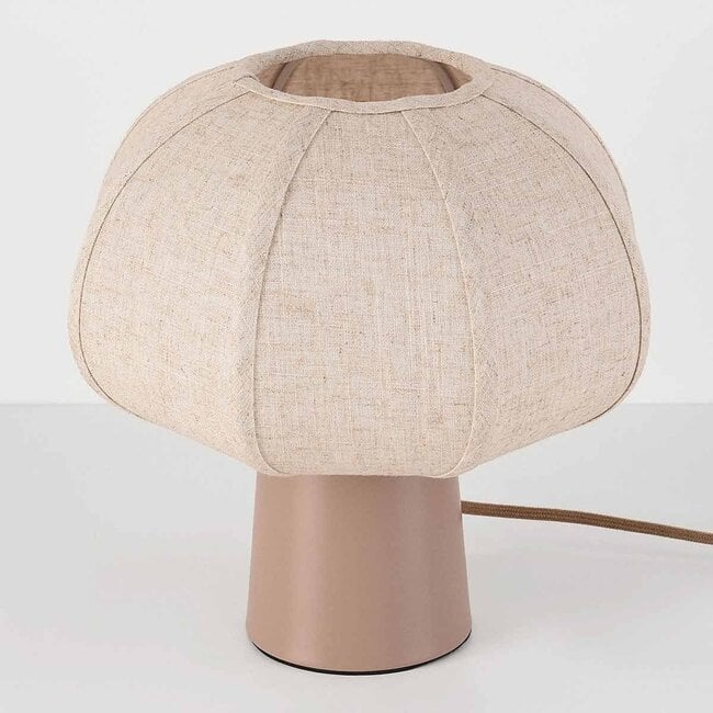 Lampada da tavolo Myrna con paralume in lino - tortora