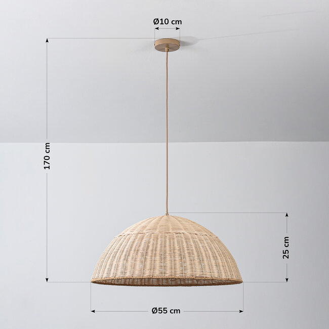 Lampada a sospensione Norinda in rattan intrecciato - naturale