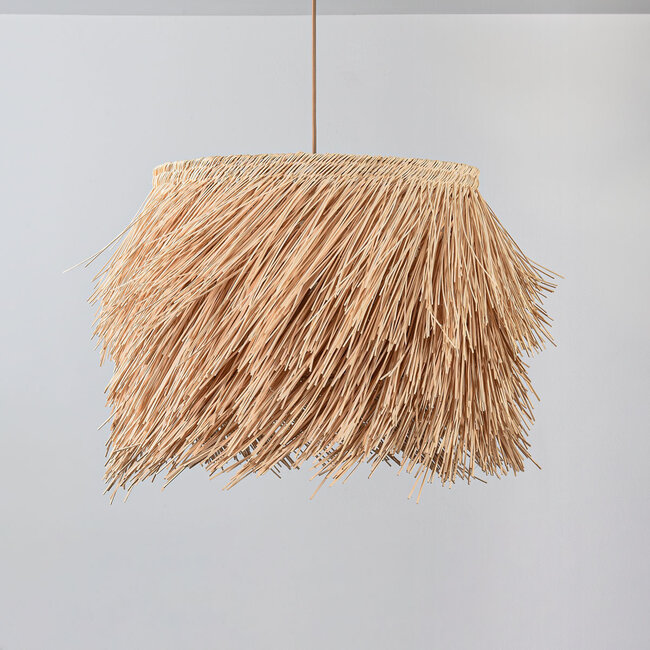 Lampada a sospensione Katrien con giocoso paralume in rattan - naturale