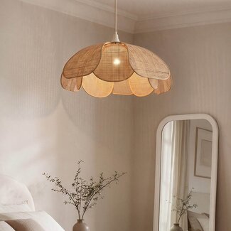 Lampada a sospensione Falerie con paralume in rattan - naturale