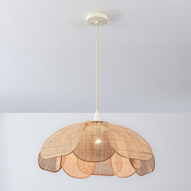 Lampada a sospensione Falerie con paralume in rattan - naturale