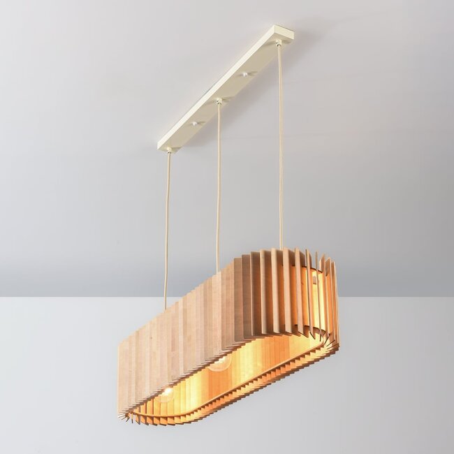 Lampada a sospensione Hema con paralume in legno - naturale