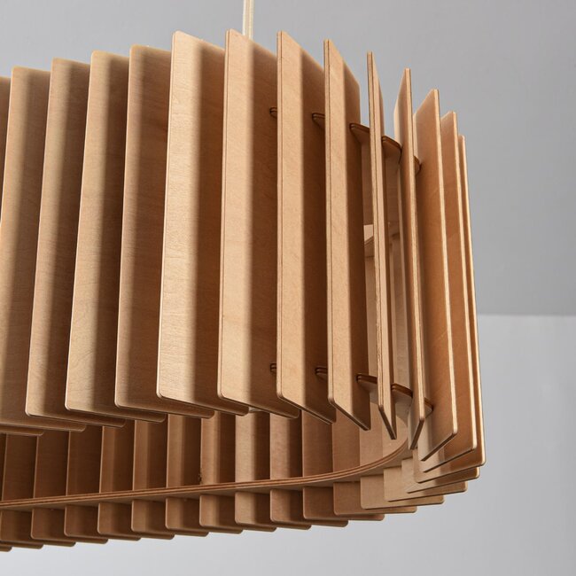Lampada a sospensione Hema con paralume in legno - naturale