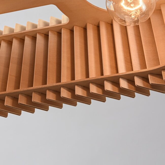 Lampada a sospensione Hema con paralume in legno - naturale