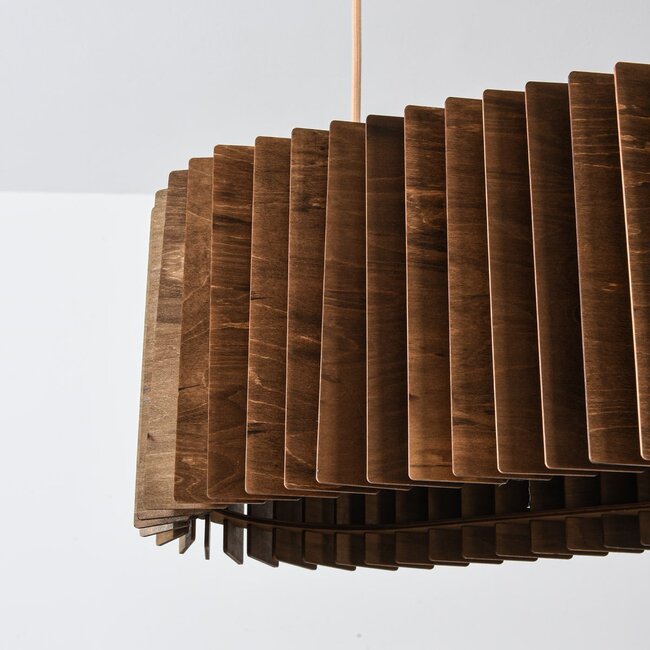 Lampada a sospensione Hema con paralume in legno - noce