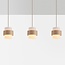 Lampada a sospensione Flari con 3 paralumi in travertino e vetro bianco latte - beige