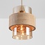 Lampada a sospensione Flari con 3 paralumi in travertino e vetro ambrato - beige