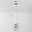 Lampada a sospensione Yuki con travertino e vetro ambrato - beige