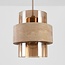 Lampada a sospensione Yuki con travertino e vetro ambrato - beige