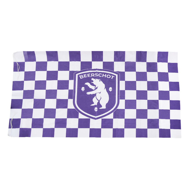 Beerschot Drapeau violet à carreaux logo  90 x 150 cm