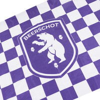 Beerschot Purple chequered flag with logo, 90 x 150 cm