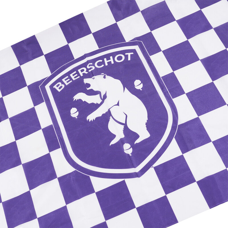 Beerschot Purple chequered flag with logo, 90 x 150 cm
