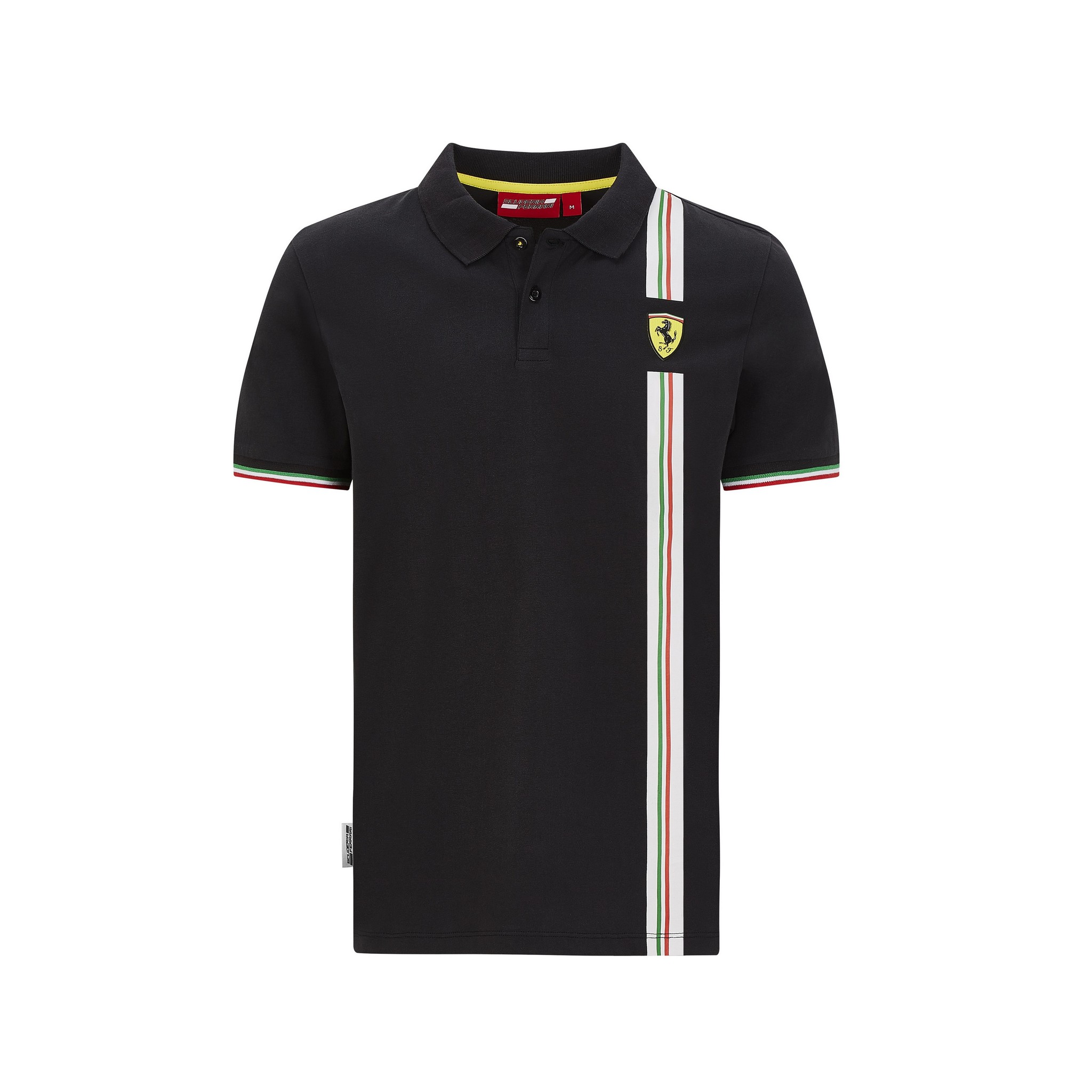 'Mens' Ferrari Italian Flag Polo - Black