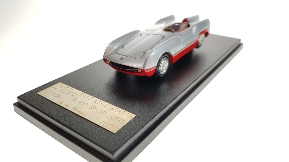 Schaalmodel 1:43 Fiat 1100 Abarth Boano Corsa Spider 1953 Zilver/Rood ABC Modello