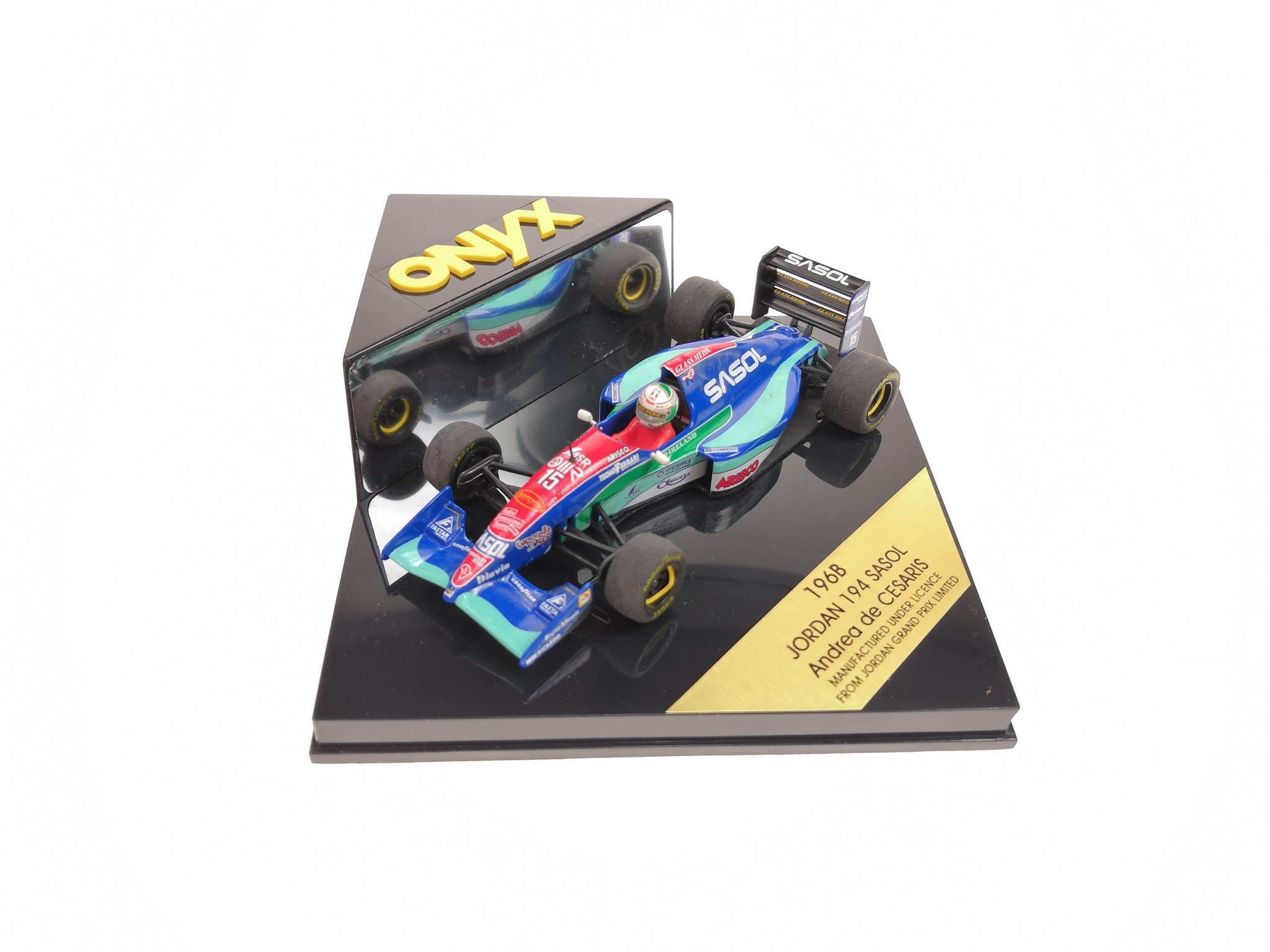 Schaalmodel 1:43 Jordan 194 Sasol #15 Andrea de Cesaris Onyx