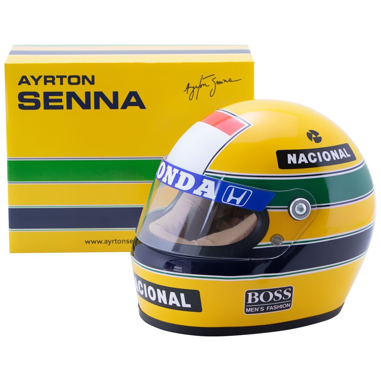 Schaalmodel 1:2 Mini helm Ayrton Senna 1988