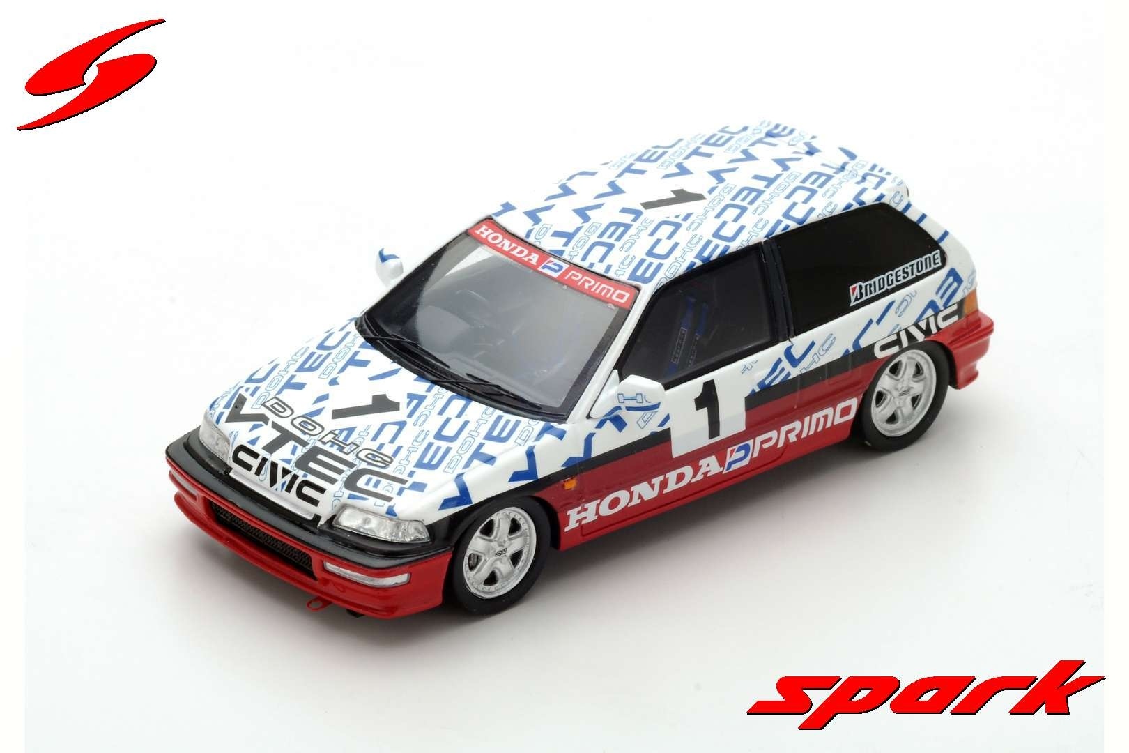 Schaalmodel 1:43 Honda Civic EF-9 Group N 1990 #1 Ayrton Senna test Suzuka Spark