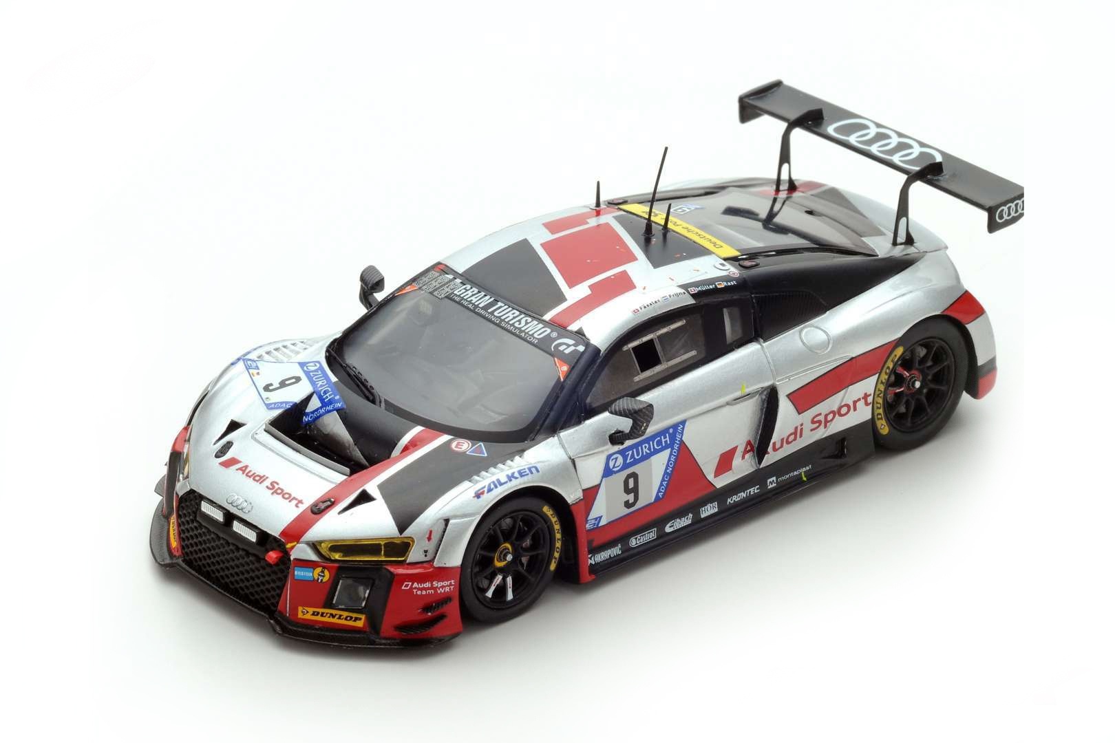 Schaalmodel 1:43 Audi R8 LMS - #9 Audi Sport Team WRT -3rd place 24H Nürburgring 2017 Spark