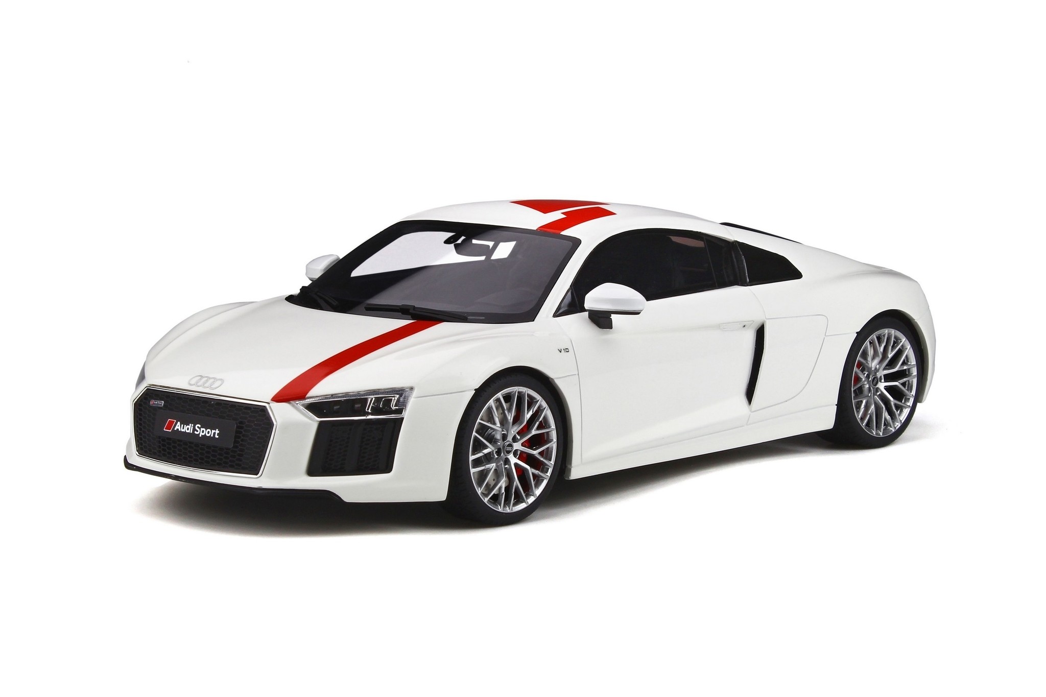 Schaalmodel 1:18 Audi R8 RWS white & red stripe GT Spirit