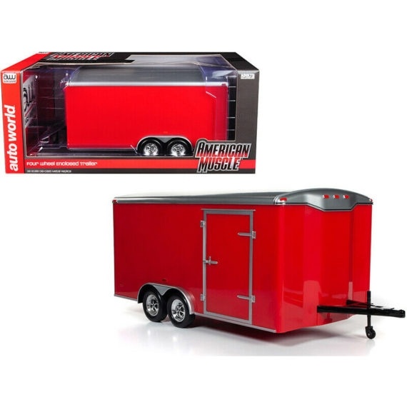 Schaalmodel 1:18 Enclosed Trailer Rood Auto World