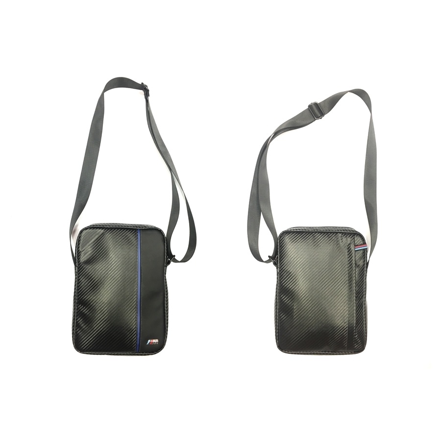 BMW Tablet Bag Leather Carbon Effect & Blue Stripe
