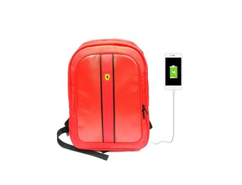 Scuderia Ferrari Backpack With USB Connector Rot