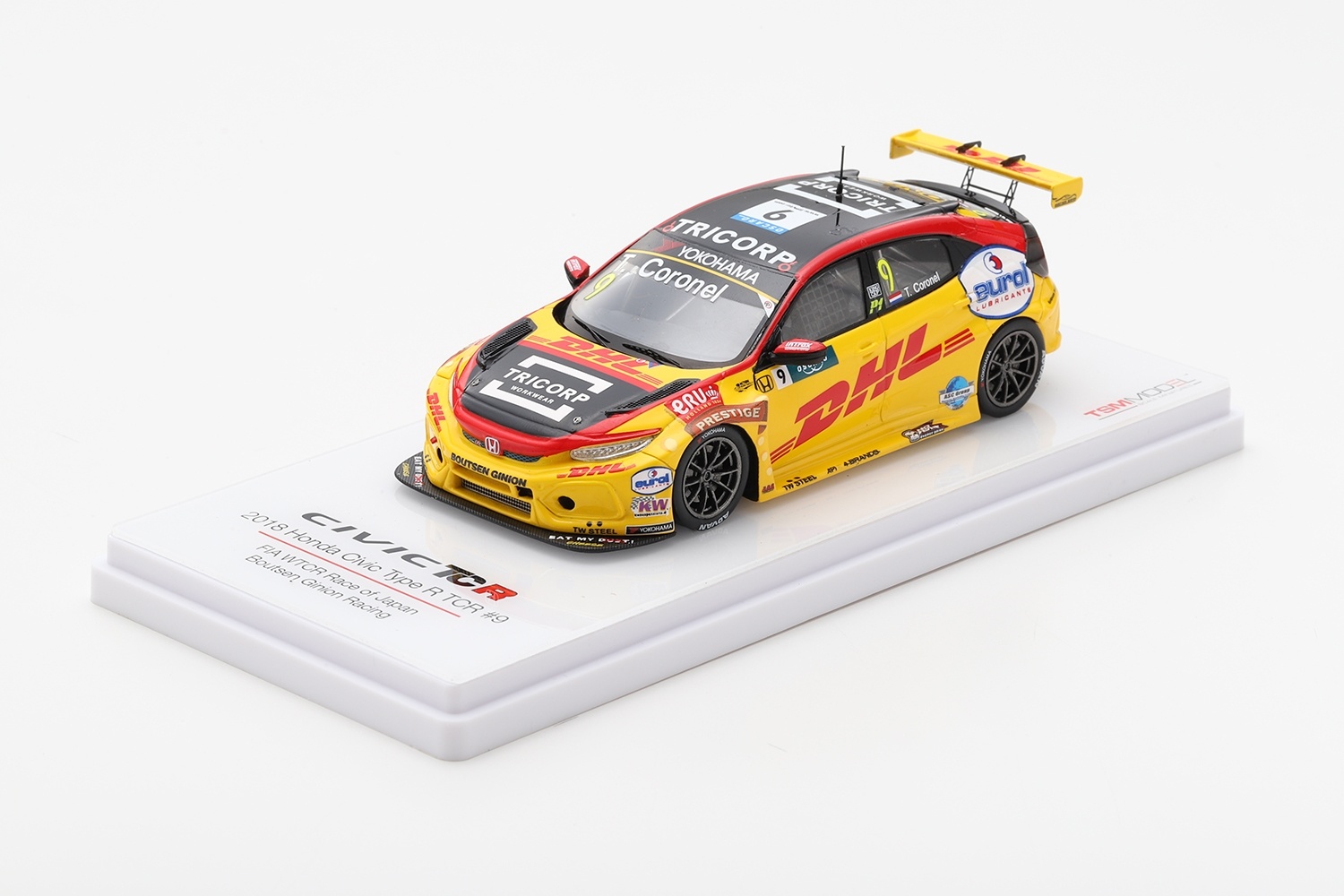 Modellauto 1:43 Honda Civic Type-R TCR #9 Tom Coronel Boutsen Ginion Racing 2018 'WTCR Race Japan' True Scale Models