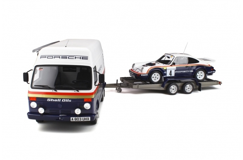 Modellauto 1:18 Set Porsche Rally 1000 Pistes 1985: VW LT35 & Porsche 911 SC RS OttoMobile