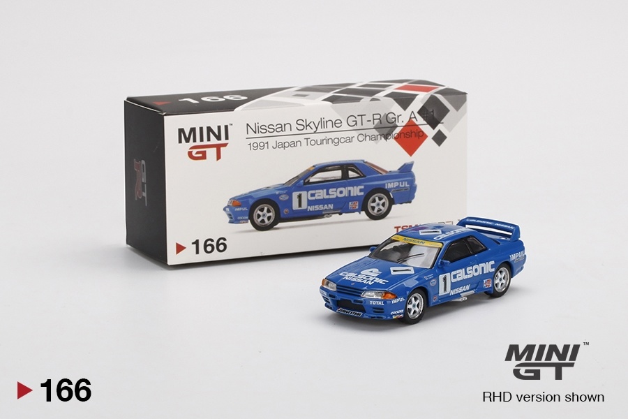 Schaalmodel 1:64 1991 Nissan Skyline GT-R R32 Gr A #1 "Calsonic" Japan Touringcar Championship Mini GT