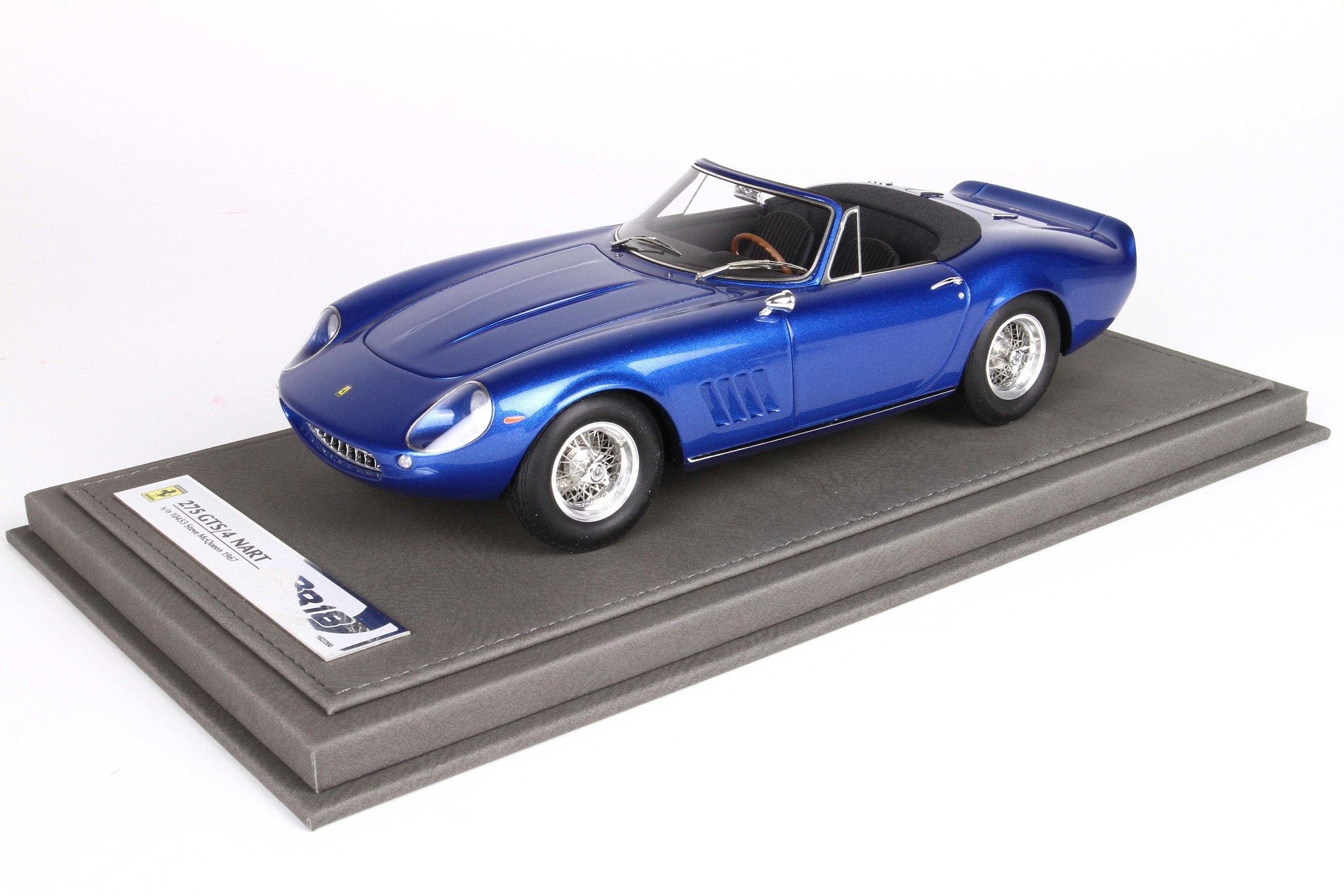 Schaalmodel 1:18 Ferrari 275 GTS/4 NART S/N 10453 Steve McQueen 1967 Blauw BBR