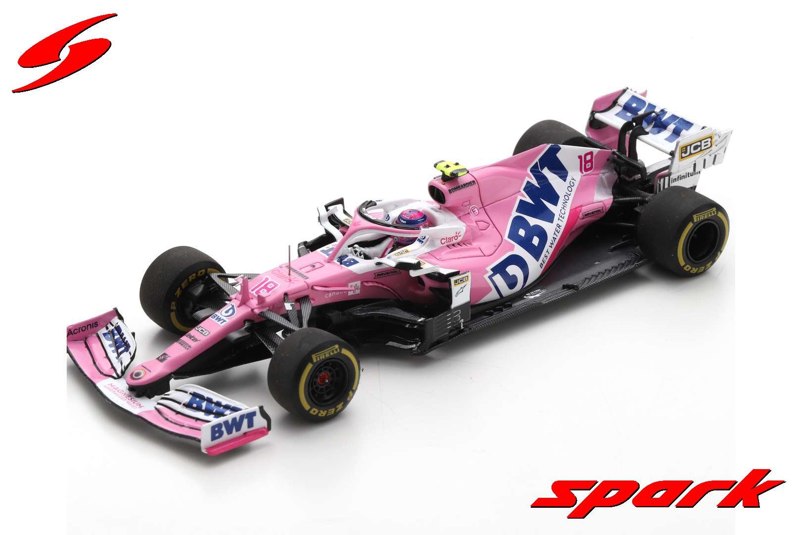Schaalmodel 1:43 BWT Racing Point F1 Team RP20 #18 Lance Stroll BWT Racing Point 3rd Italian GP 2020 Spark