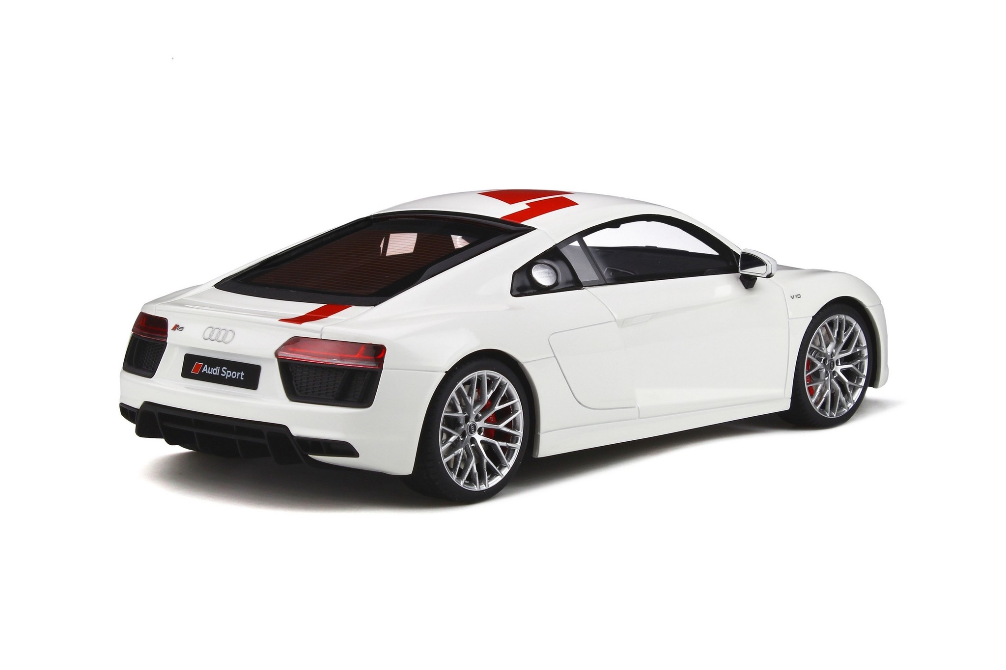 Schaalmodel 1:18 Audi R8 RWS white & red stripe GT Spirit