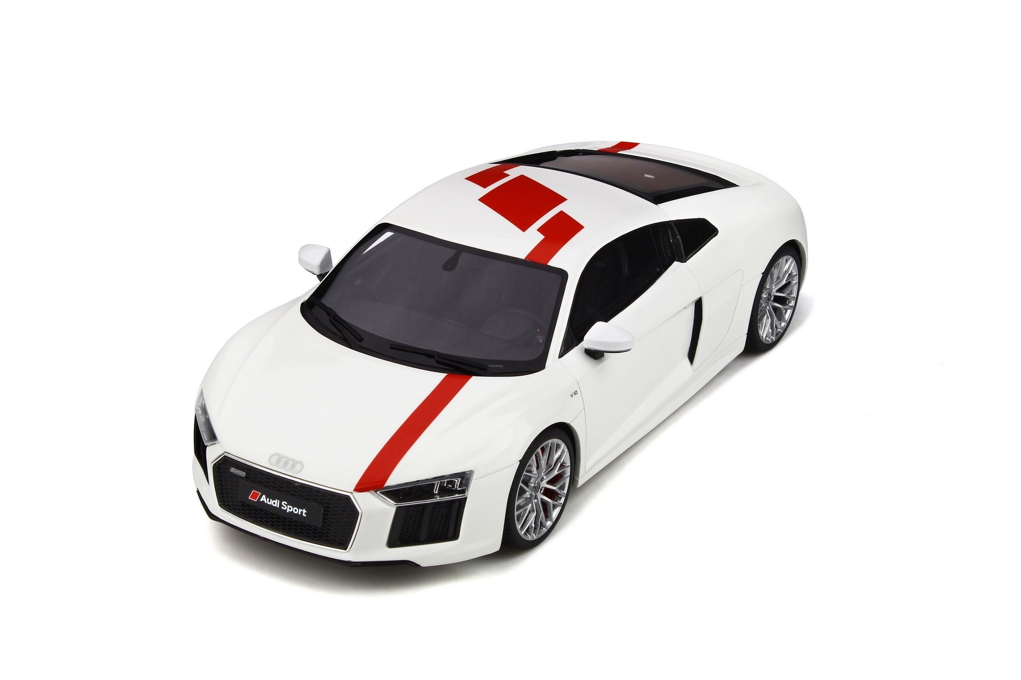 Schaalmodel 1:18 Audi R8 RWS white & red stripe GT Spirit