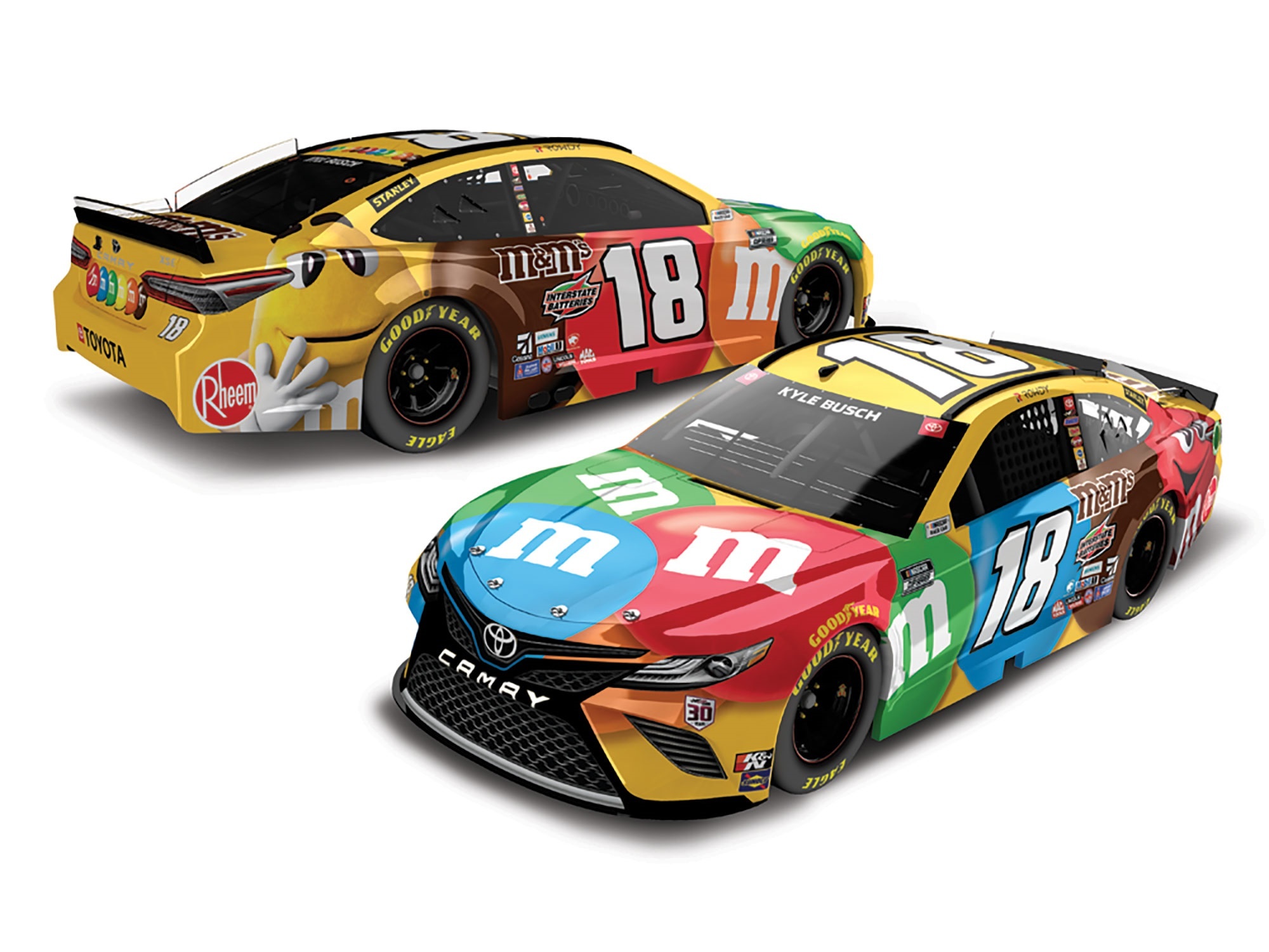 1:24 NASCAR Toyota Camry #18 Kyle Busch '2021 M&M's' Standard Lionel Racing