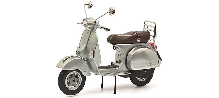 1:10 Vespa PX 125 + bagagedrager 70 jaar, zilver metallic Schuco