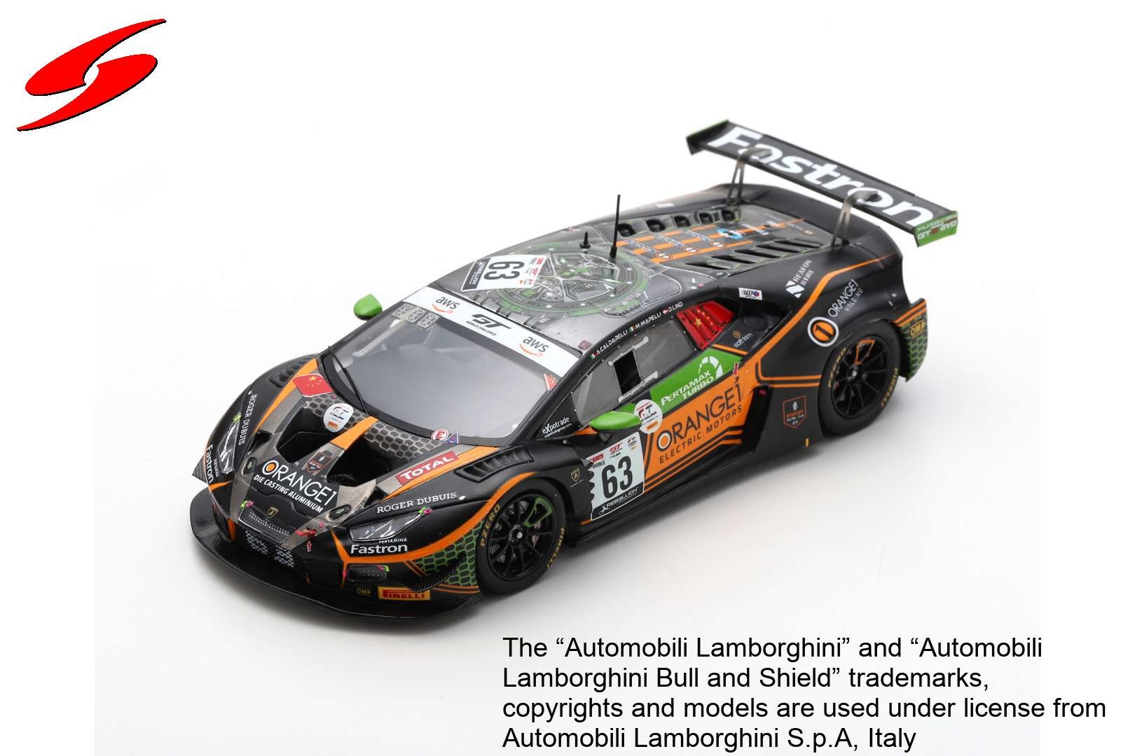 1:43 Lamborghini Huracan GT3 Evo #63 'Orange 1 by FFF Racing Team' D. Lind - M. Mapelli - A. Caldarelli 24H Spa 2020 Spark