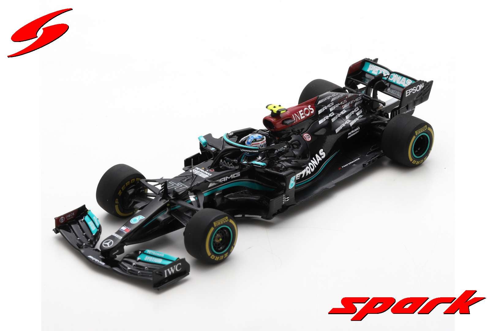 1:43 Mercedes AMG Petronas Formula 1 Team W12 E #77 Valtteri Bottas 2021 Bahrein GP' Spark
