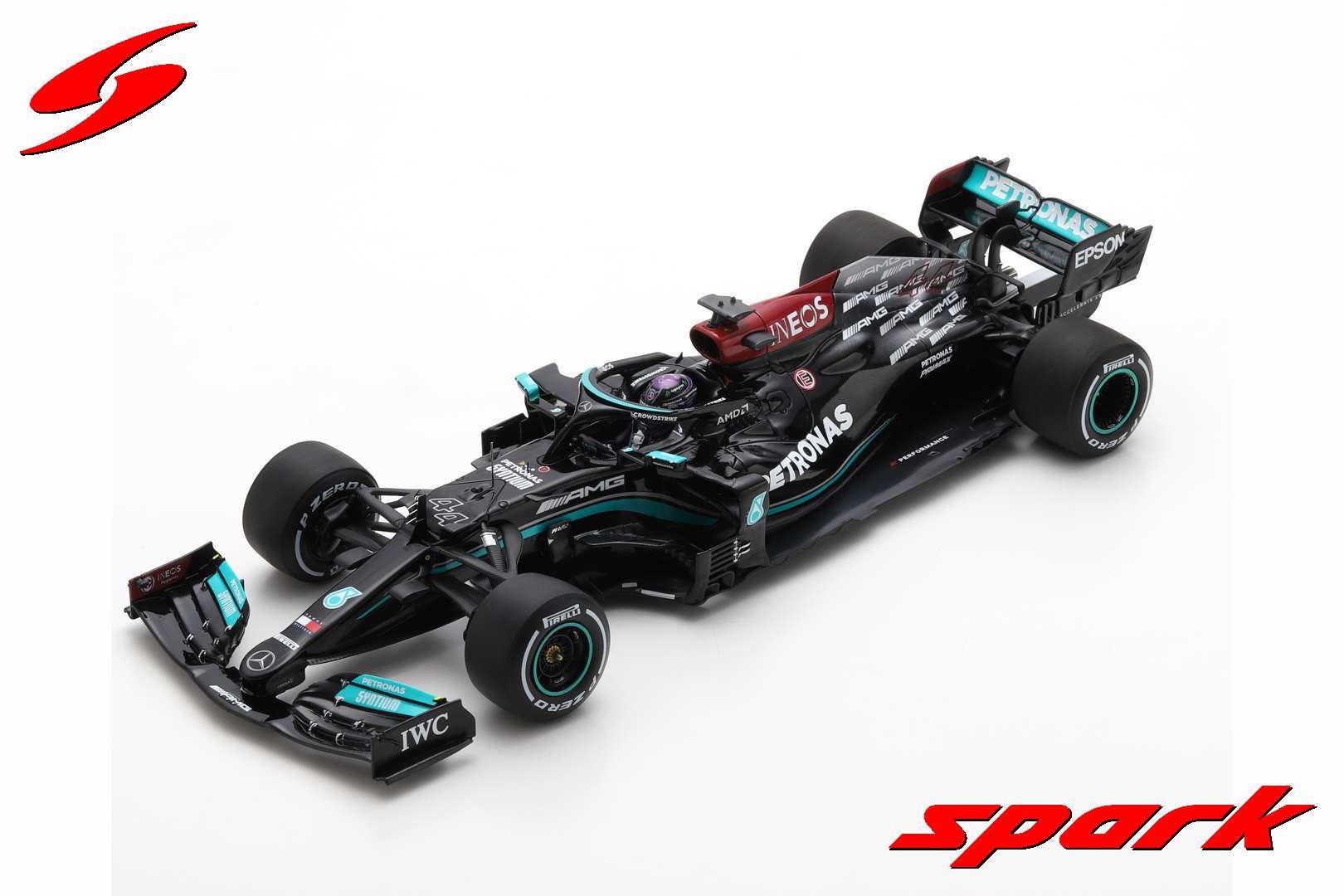1:18 Mercedes-AMG F1 W12 EQ Performance+ Lewis Hamilton #44 Winner Bahrain GP 2021 Spark