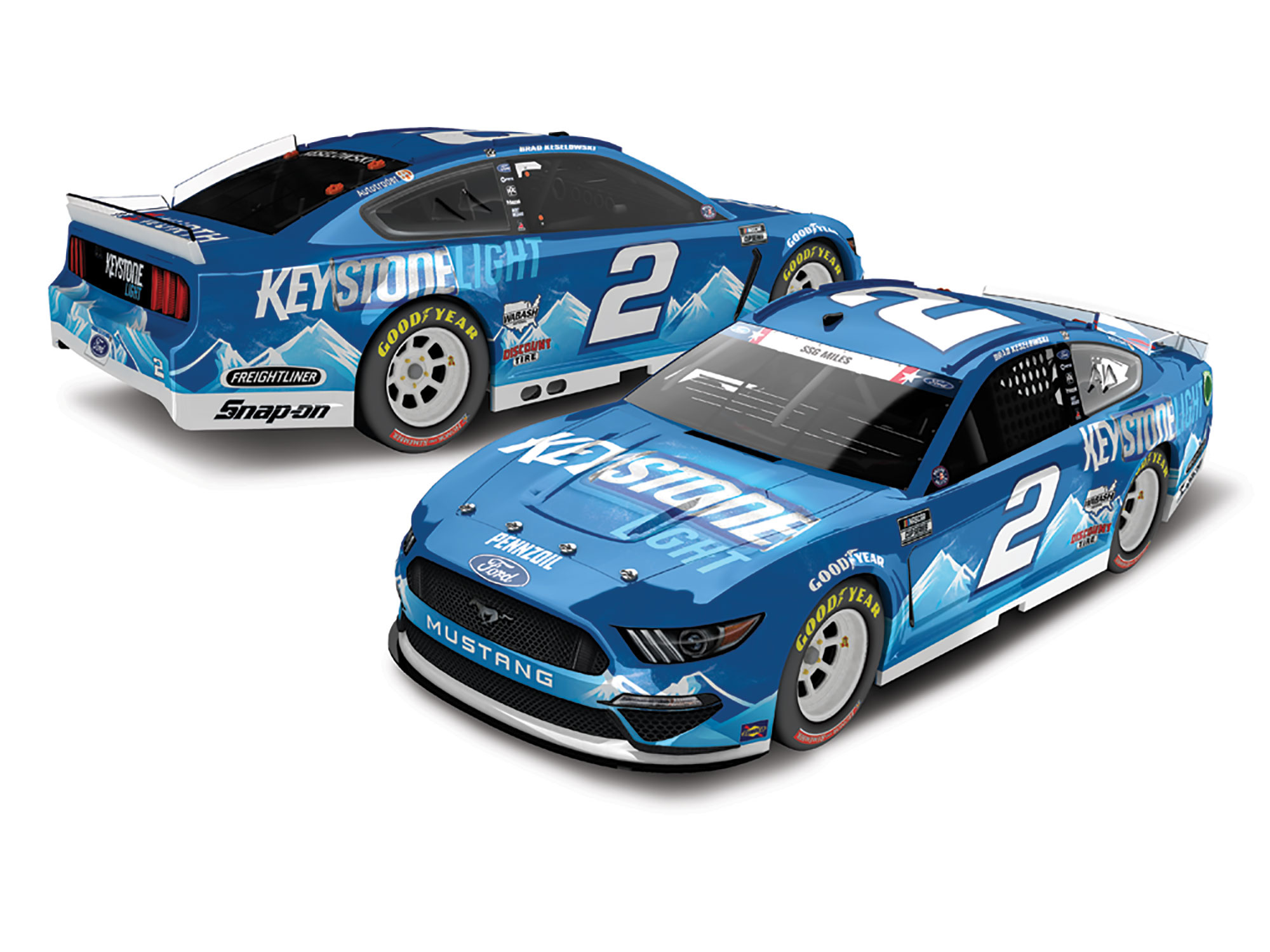 1:24 NASCAR Ford Mustang #2 Brad Keselowski '2021 Keystone Light' Standard Lionel Racing
