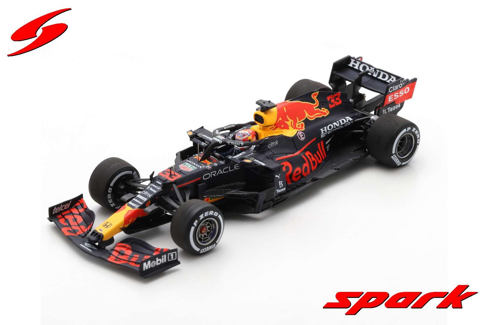 1:43 Red Bull Racing Honda RB16B #33 Max Verstappen Winner Dutch GP 2021 With Pit Board Spark