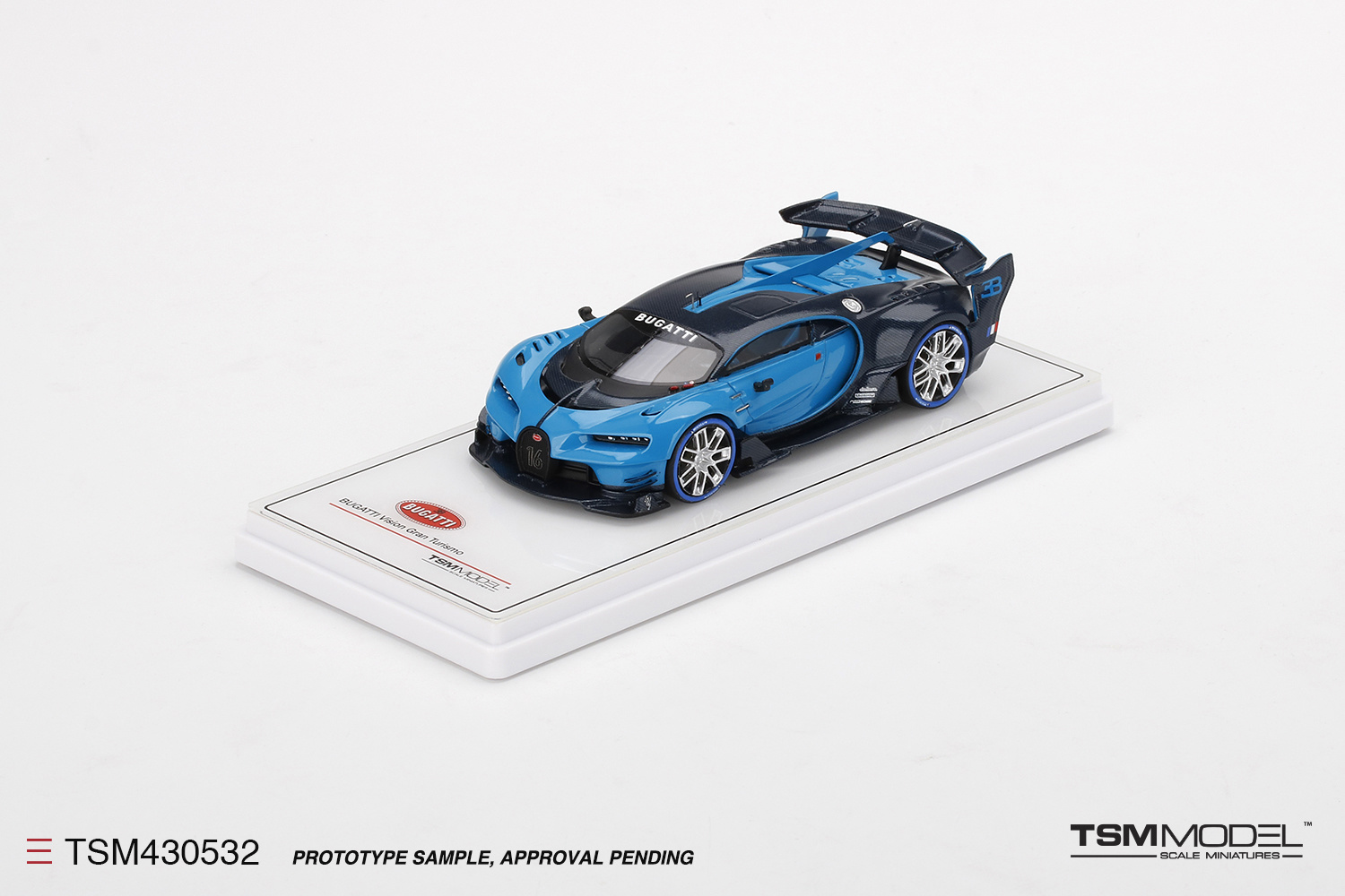 1:43 Bugatti Vision Gran Turismo Bugatti Light Blue Racing / Blue Carbon True Scale Miniatures