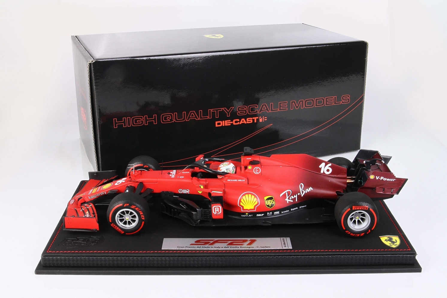 Scalemodel 1:18 Ferrari SF21 GP Imola 2021 #16 Charles Leclerc Red Tyres BBR
