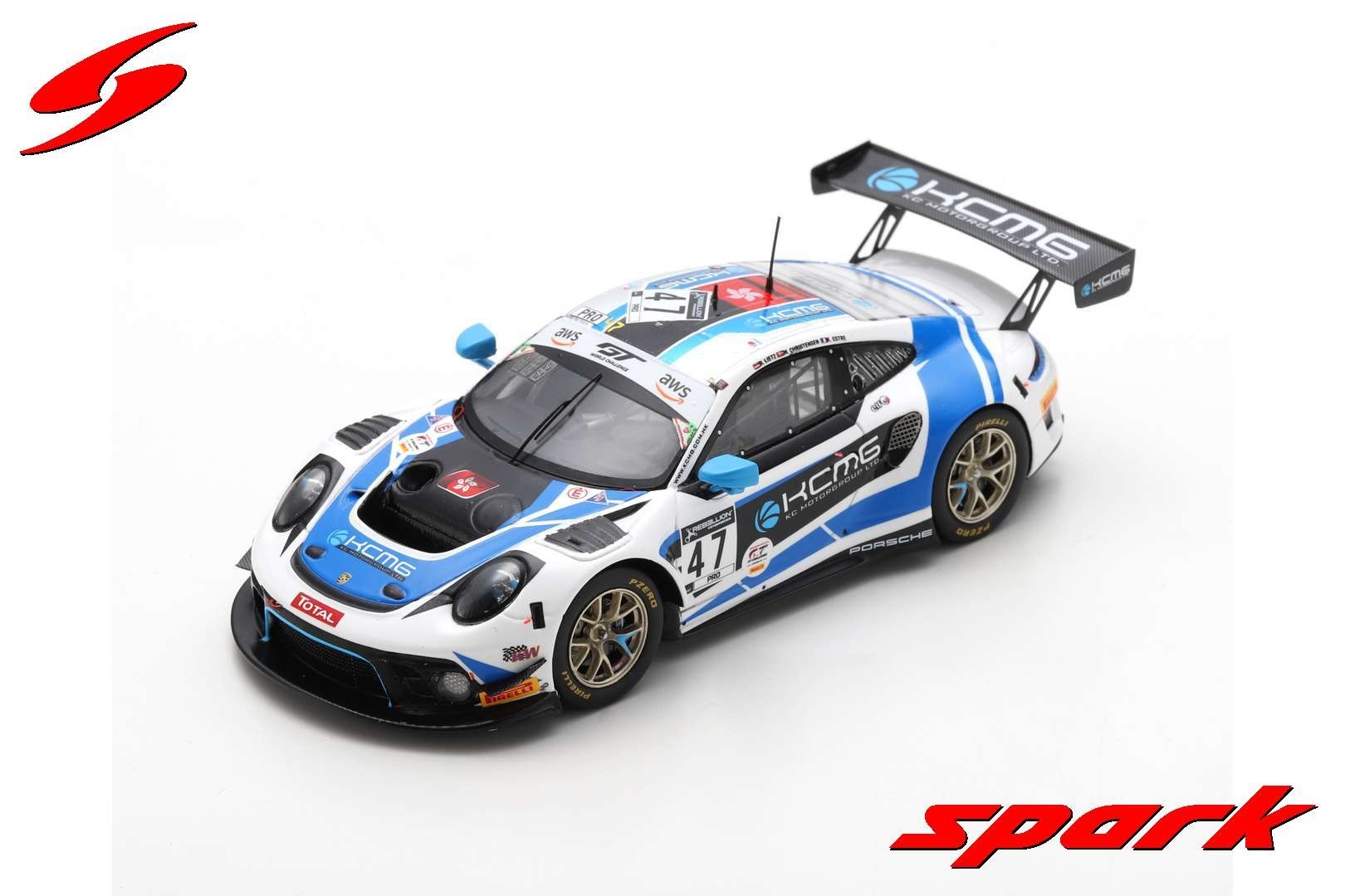 Schaalmodel 1:43 Porsche 911 GT3 R #47 KCMG 24H Spa 2020 Spark