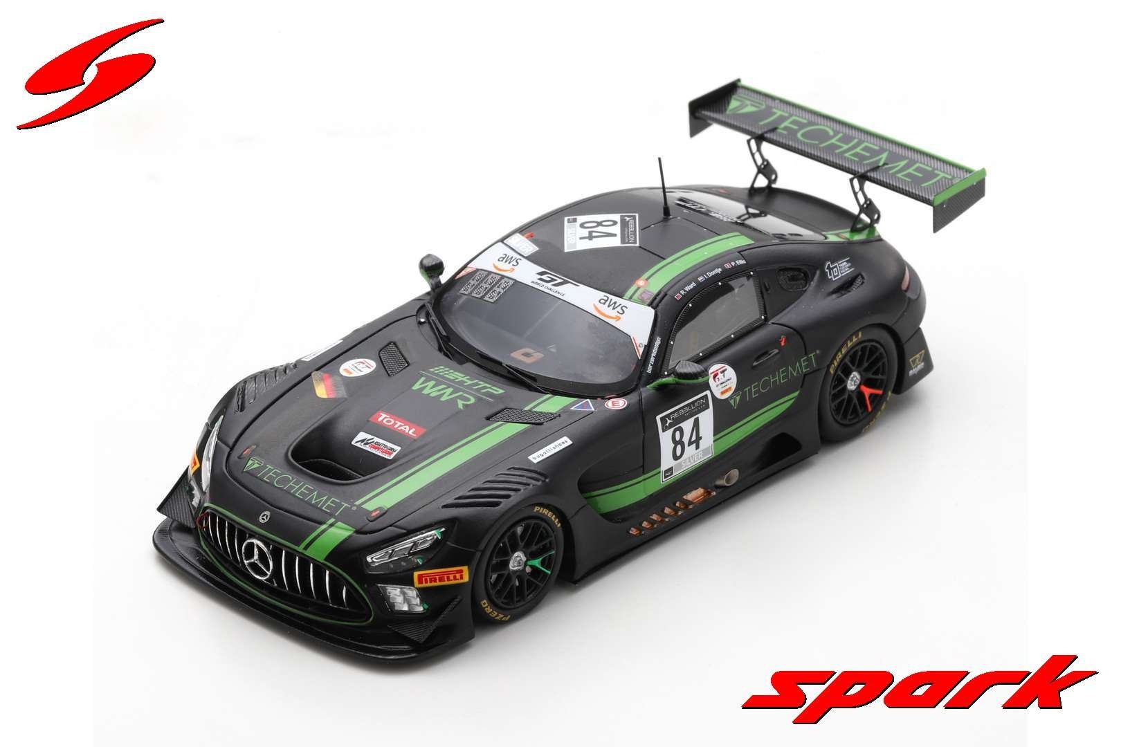 Schaalmodel 1:43 Mercedes-AMG GT3 #84 HTP Motorsport 2nd Silver Cup 24H Spa 2020 I. Dontje - R. Ward - P. Ellis Spark