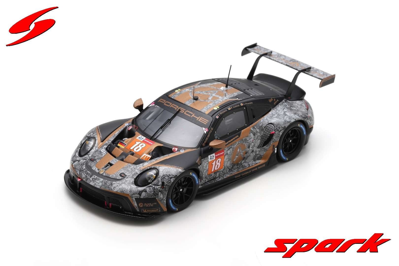 Schaalmodel 1:43 Porsche 911 RSR-19 #18 Absolute Racing 24H Le Mans 2021 Spark