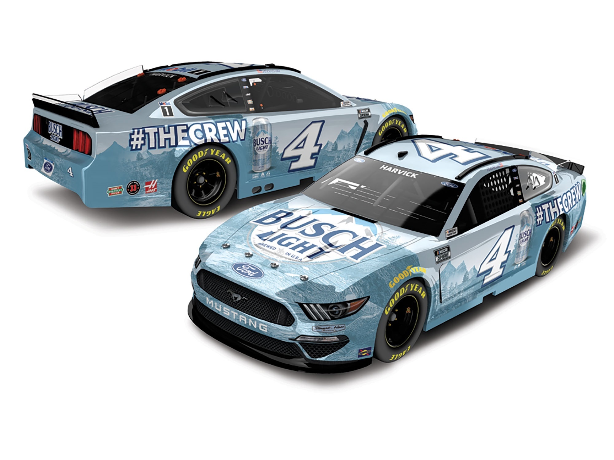 1:24 NASCAR Ford Mustang #4 K. Harvick '2021 Busch Light' #thecrew *Elite