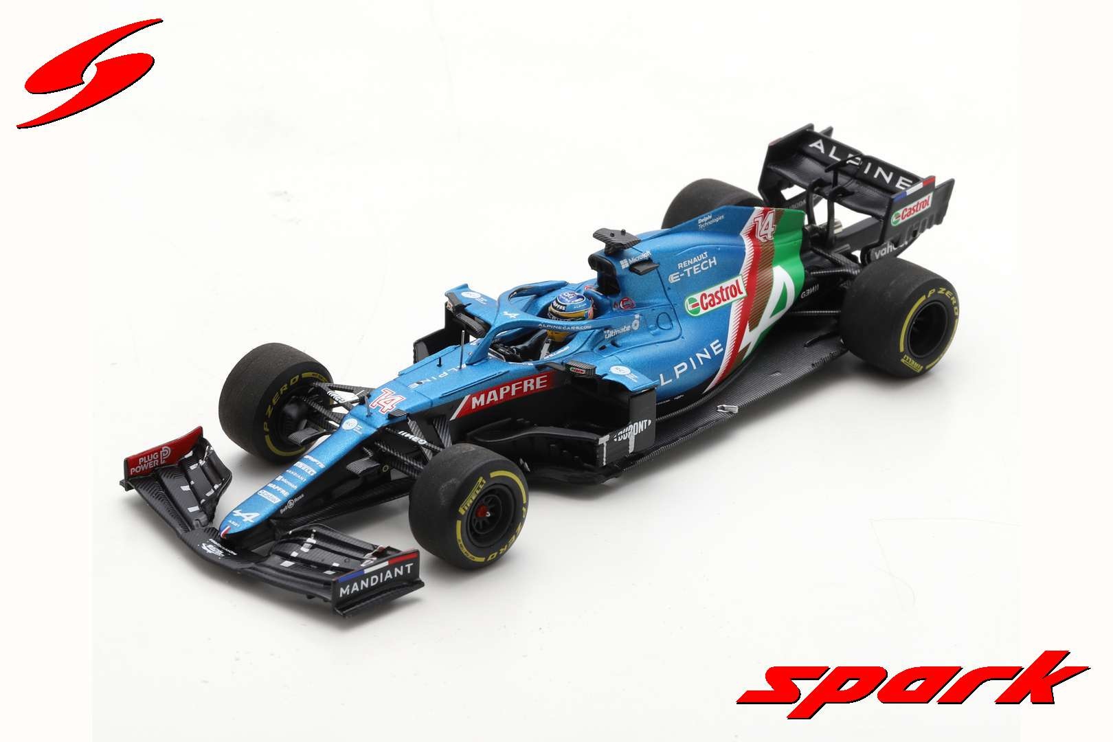 1:43 Alpine A521 #14 Fernando Alonso Alpine F1 Team Abu Dhabi GP 2021 Spark