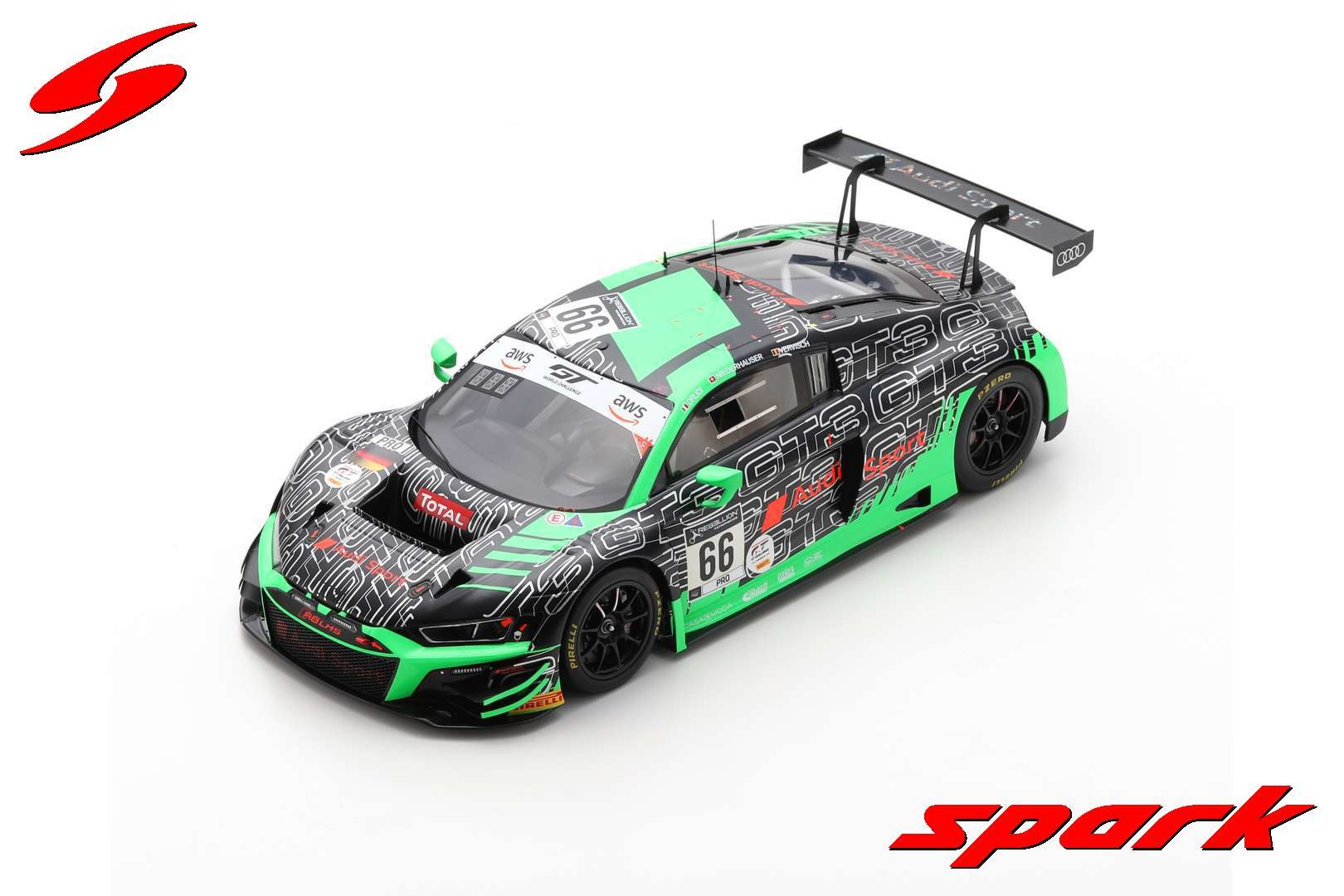 1:18 Audi R8 LMS GT3 #66 Attempto Racing 2nd place 24 Hours of Spa Francorchamps 2020 Spark